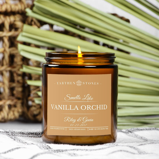 Personalized Vanilla Orchid-Candle Amber Jar 9oz